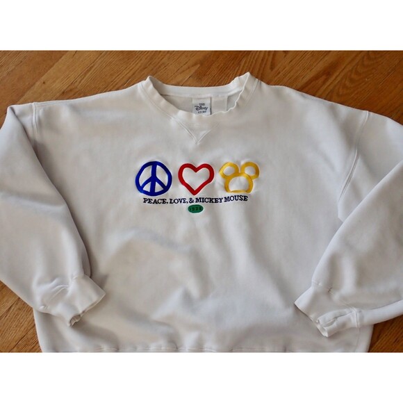 Disney Peace Love & Mickey Mouse Sz XL Unity White Logo Rainbow L/S Sweatshirt - Picture 3 of 7